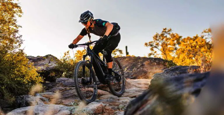 woman riding an eMTB