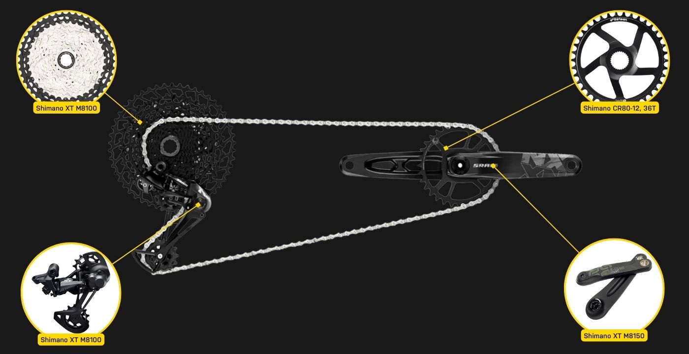 YT Decoy Core 4 MX drivetrain